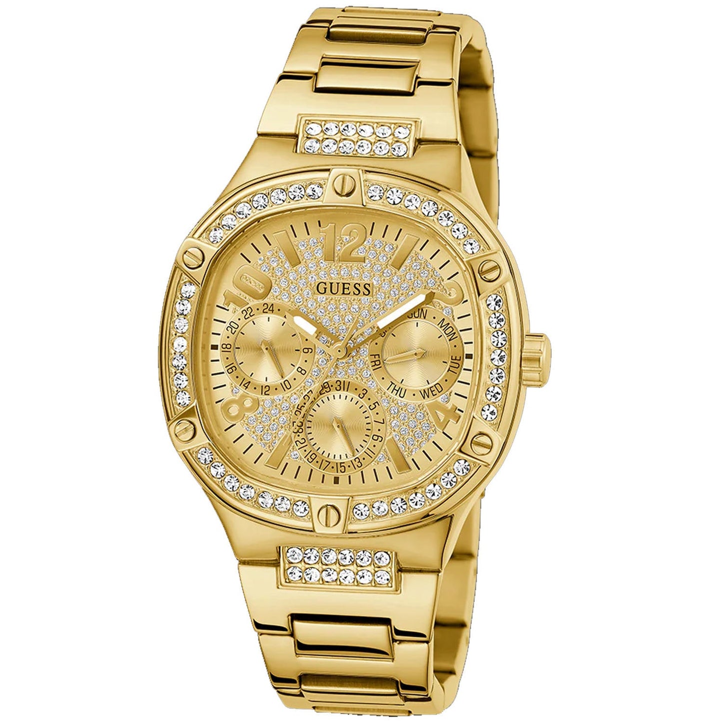 Reloj multifuncional de tono dorado para mujer Guess