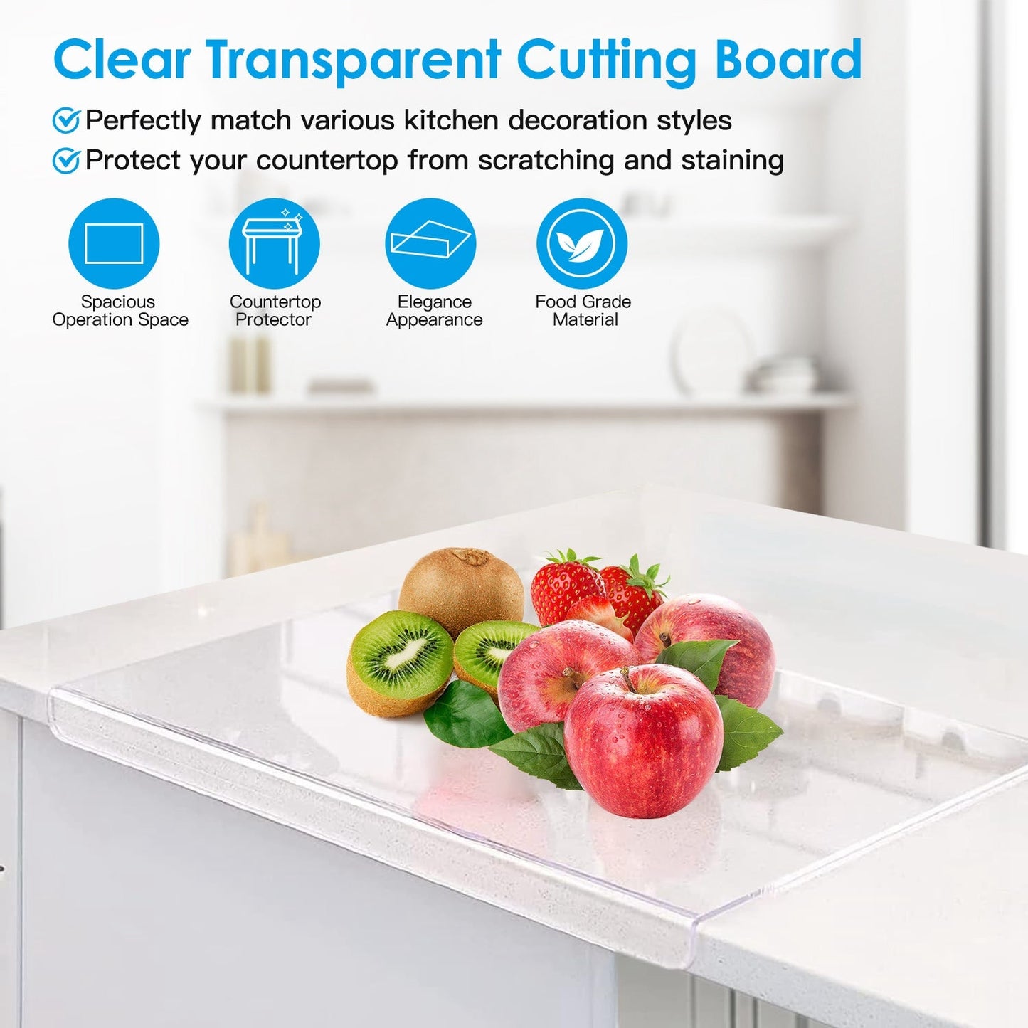 Tabla de Cortar de Acrílico Transparente Premium con Bisel para Encimera