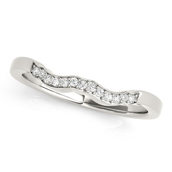 Anillo de Boda de Diamantes en Estilo Ondulado de Oro Blanco de 14k