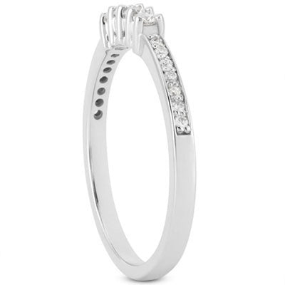 14k White Gold Diamond Wedding Band with Pave and Prong Settings
