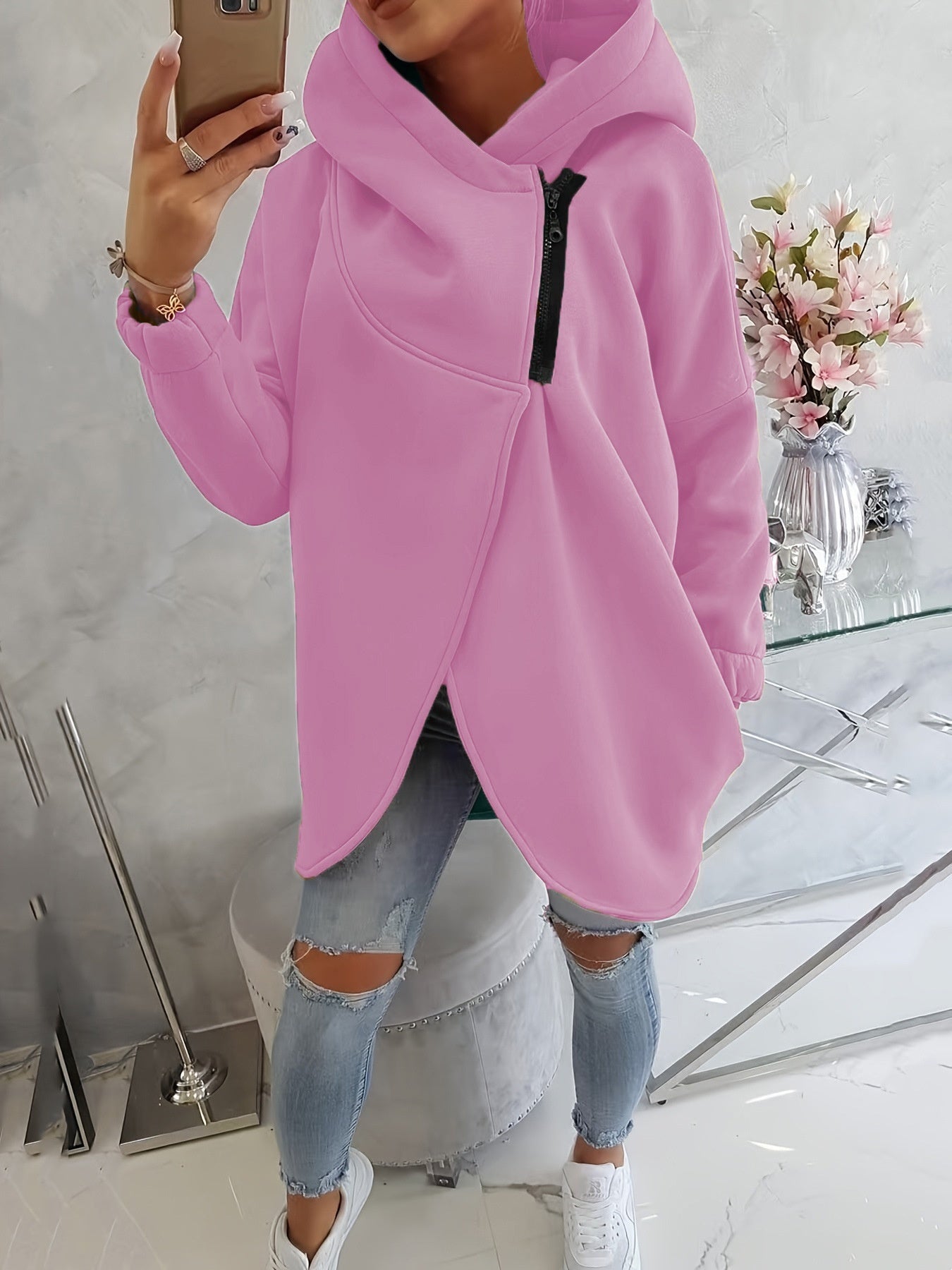 Women's Plus Size Solid Color Overcoat