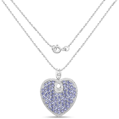 6.17 Carat Genuine Tanzanite Sterling Silver Heart Pendant