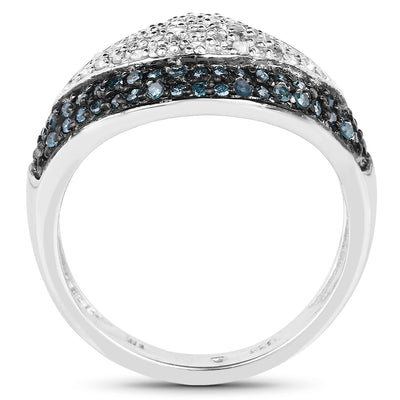 0.50 Carat Blue and White Diamond Sterling Silver Engagement Ring