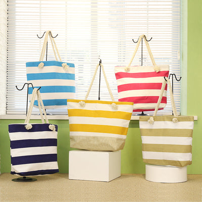 Stylish Striped Beach Bag for Women - Large Capacity