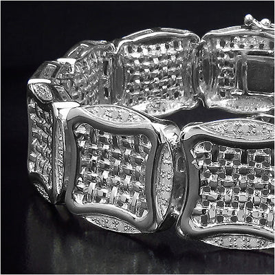 Bracelet en argent sterling plaqué or jaune 14K avec diamants