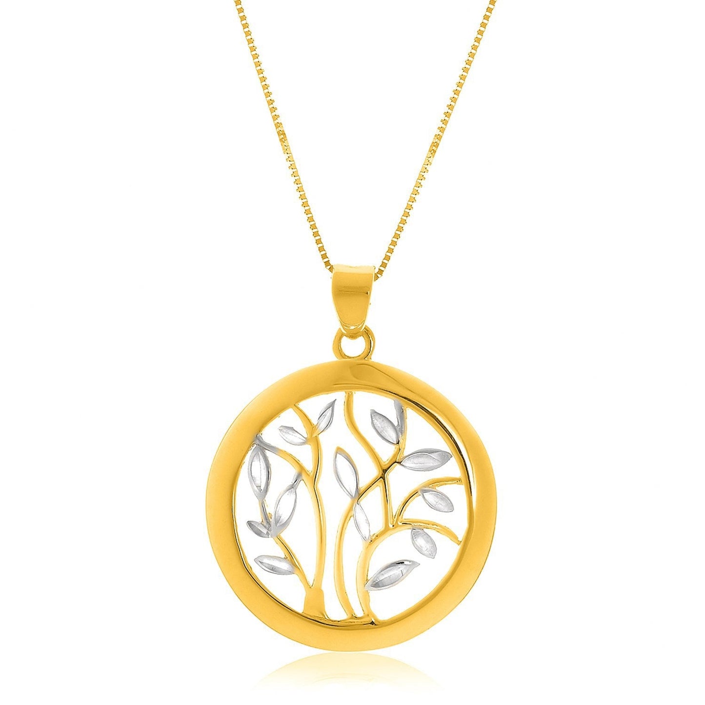 14k Two-Tone Gold Tree Design Pendant