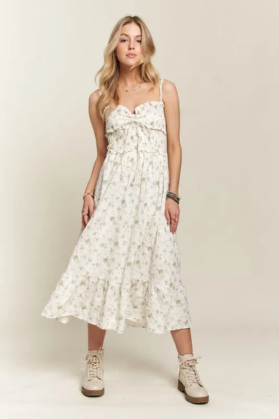 Smocked Floral Sweetheart Neck Cami Dress for Women