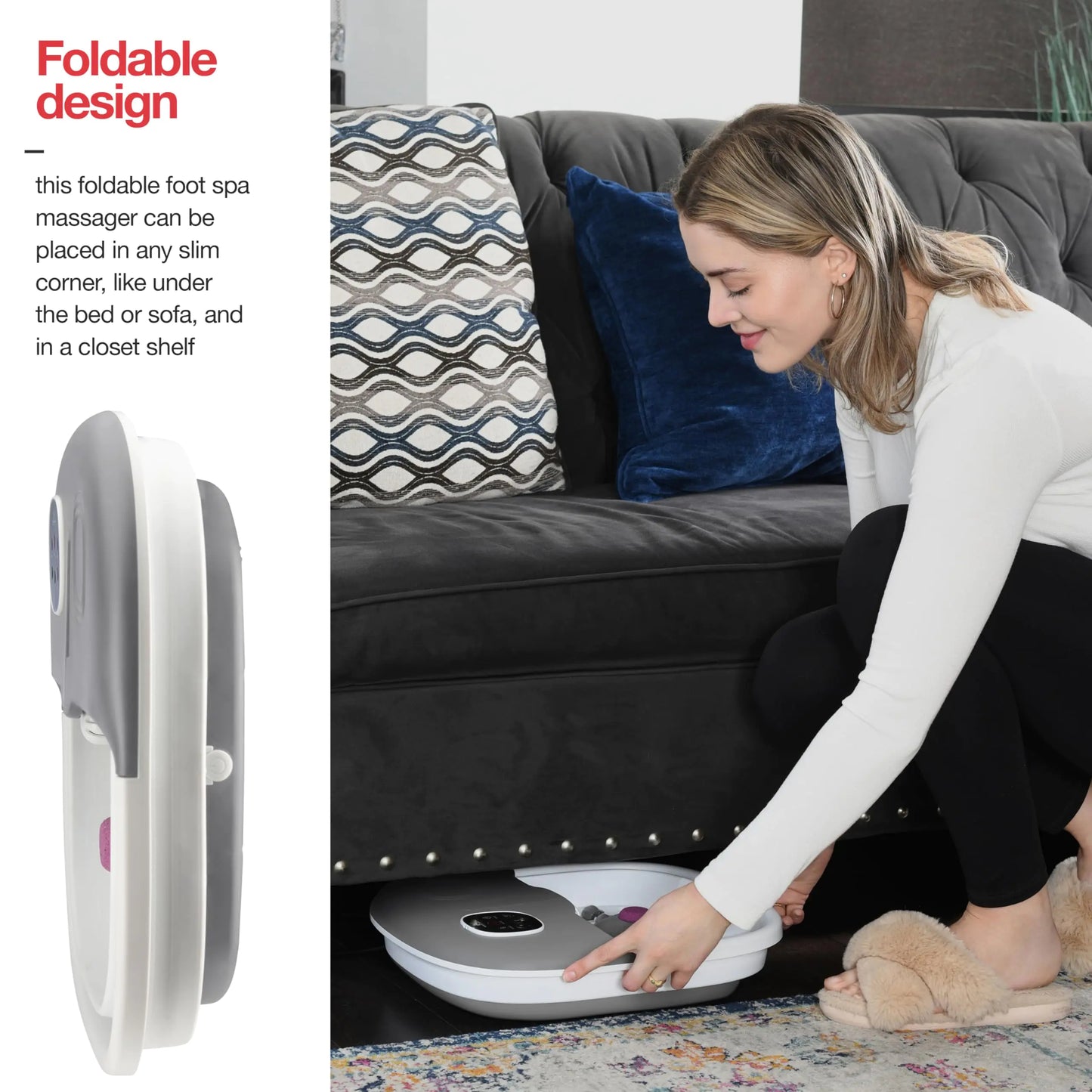 Bain de pieds premium avec chaleur, massage et télécommande