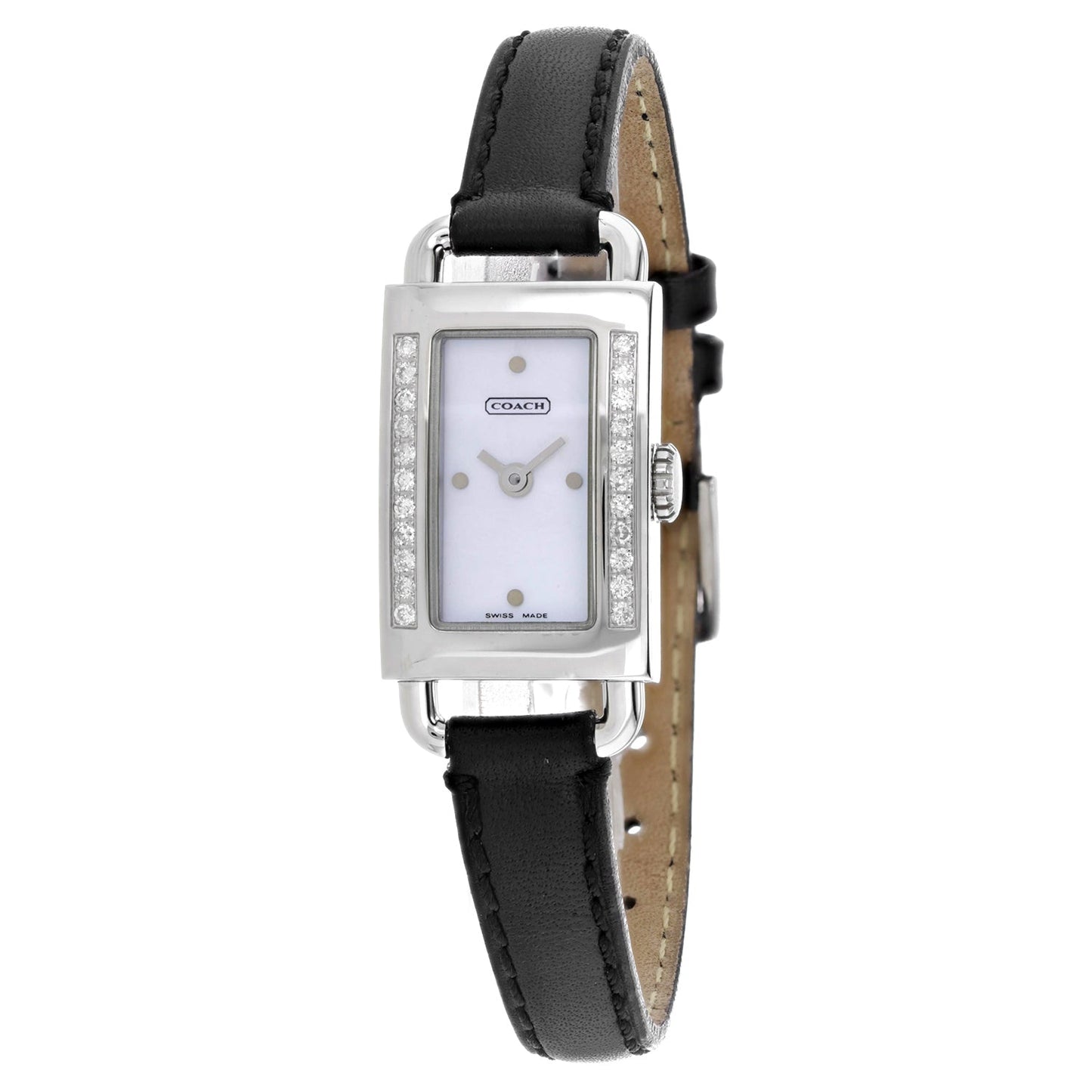 Coach Women's Black Leather Mother of Pearl Watch