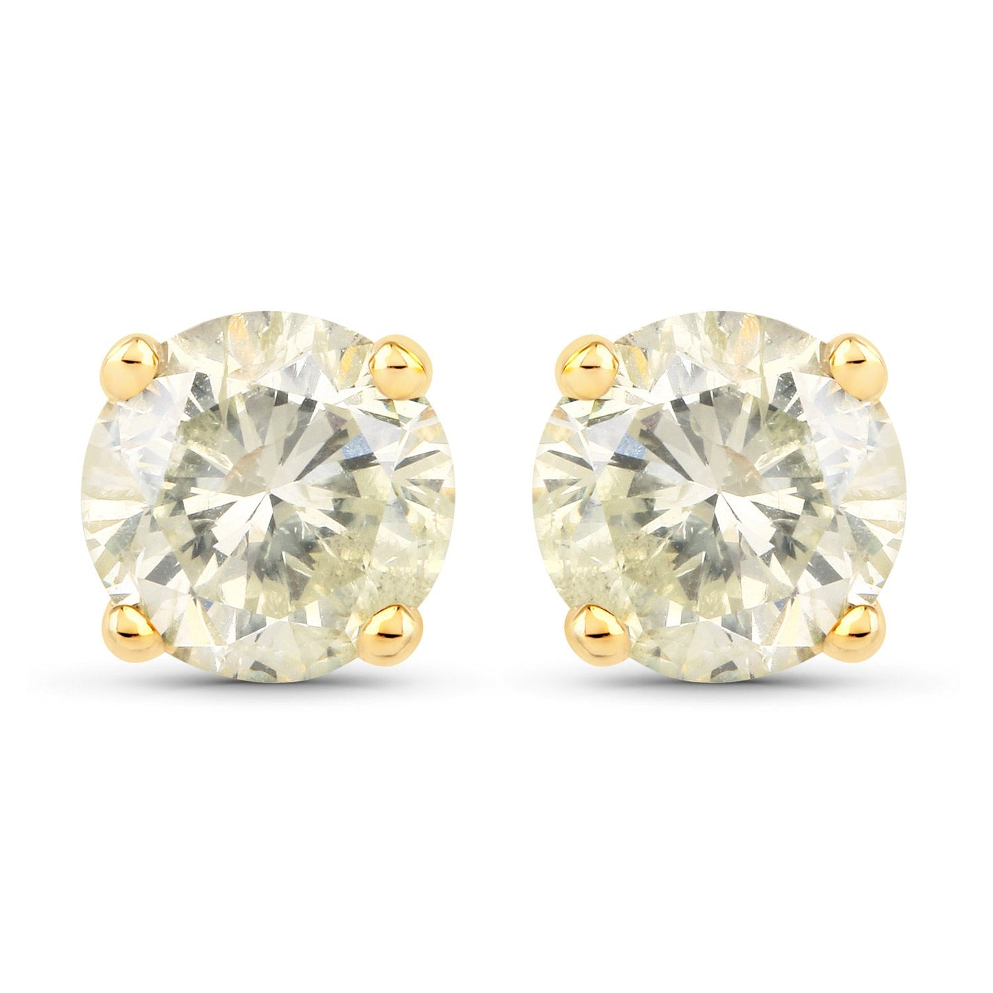 Boucles d'oreilles en or jaune 14K avec diamant LB de 1,24 carat