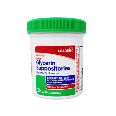 Suppositoires de glycérine pour adultes Leader, 2 grammes (25 unités)