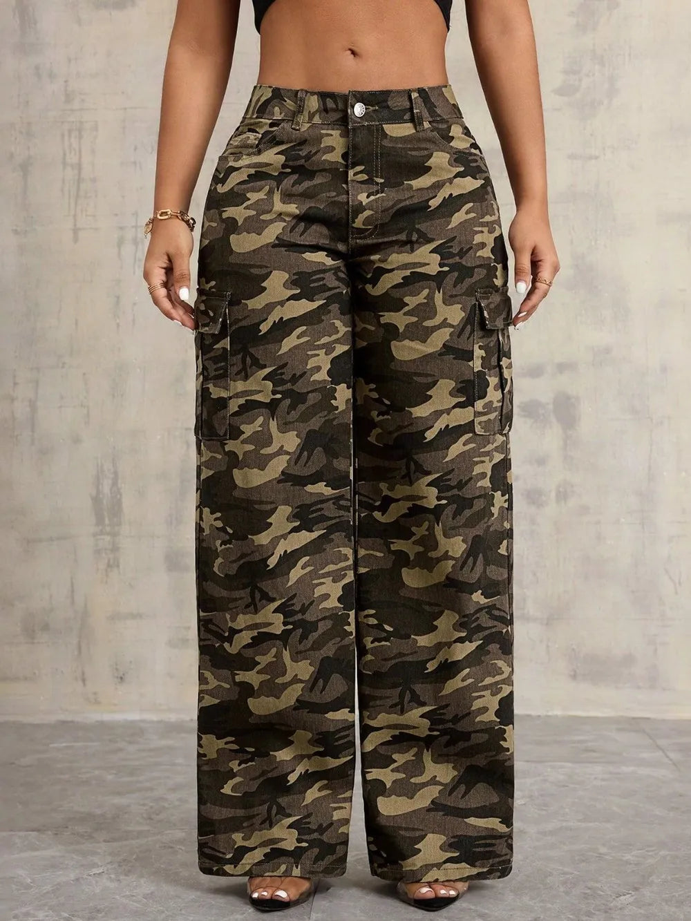 Camouflage Wide Leg Jeans - Korvel