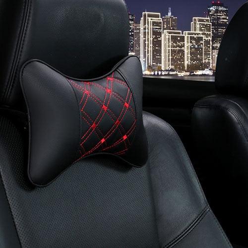 Universal Car Neck Pillow - Soft PU Leather Headrest Support