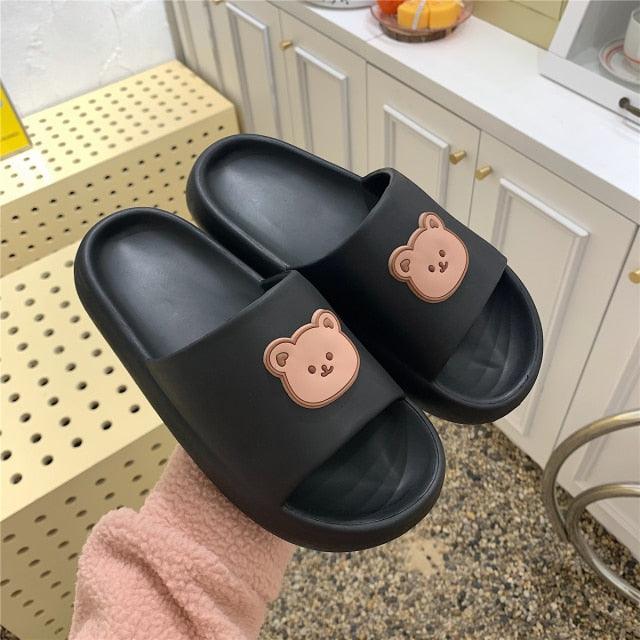 Sandalias de Oso de Moda para Parejas de Dibujos Animados - Zapatillas Antideslizantes