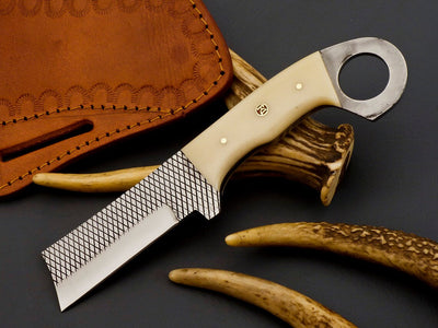 Premium Custom Cowboy Castrator Knife – Durable Tool Steel Blade with Bone Grip - Korvel