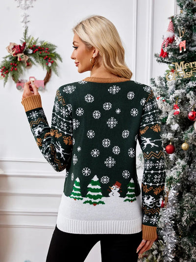 Casual round neck Christmas sweater with lazy style autumn and winter pullover sweater - Korvel