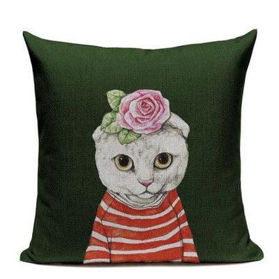 Colorful Cat Fashion Show Pillow Cover - 45x45cm