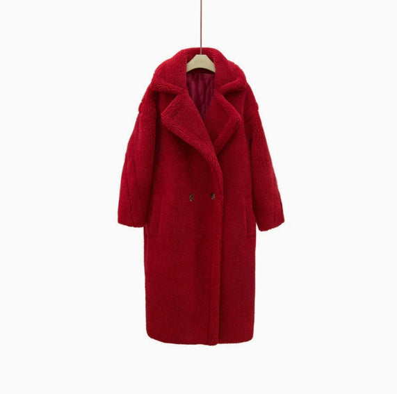 Manteau long en fausse fourrure style chenille pour femmes