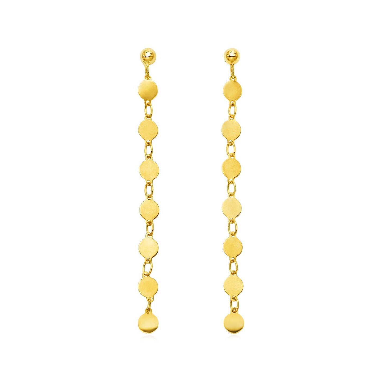 Boucles d'oreilles pendantes en or jaune 14 carats avec cercles polis