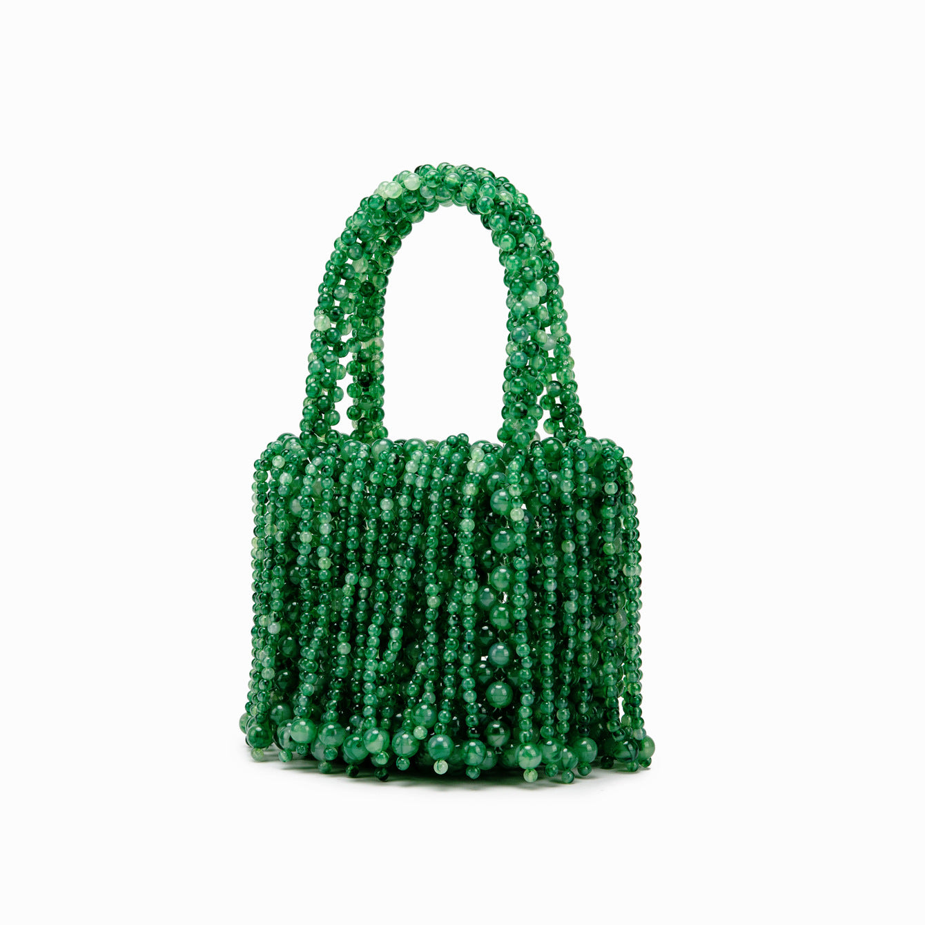 Dual-Color Amber Acrylic Cat-Eye Bead Hand-Braided Bag