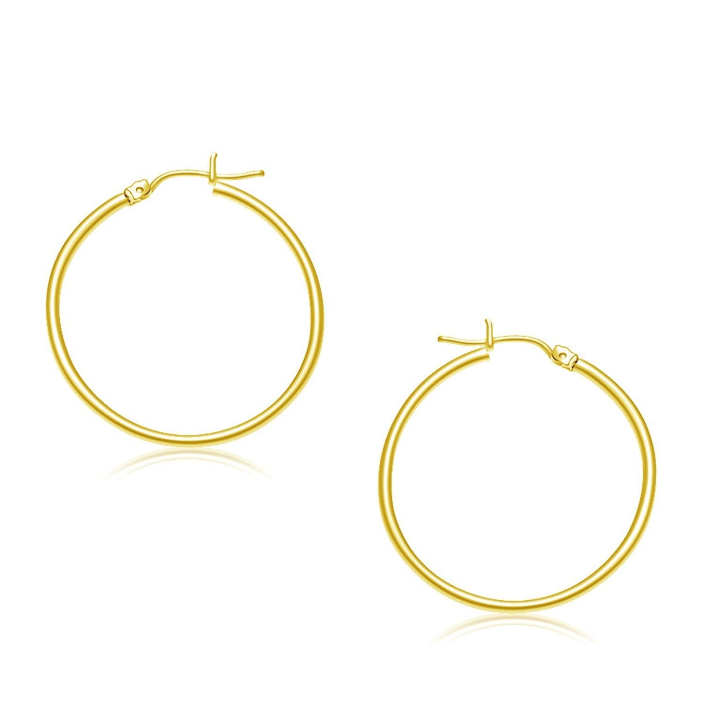 10k Yellow Gold Polished Hoop Earrings - 30 mm