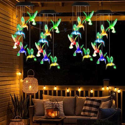Solar Hummingbird Wind Chime - Color Changing Outdoor Decor