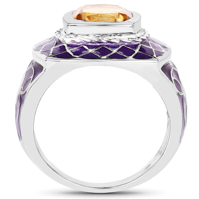 Bague de fiançailles en argent sterling avec citrine véritable de 2,00 carats