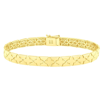 Bracelet en trèfle en or jaune 14k - 7 pouces de luxe