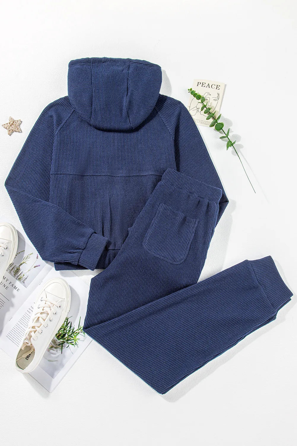 Conjunto Activo de Sudadera con Media Cremallera y Pantalones Jogger con Cordón