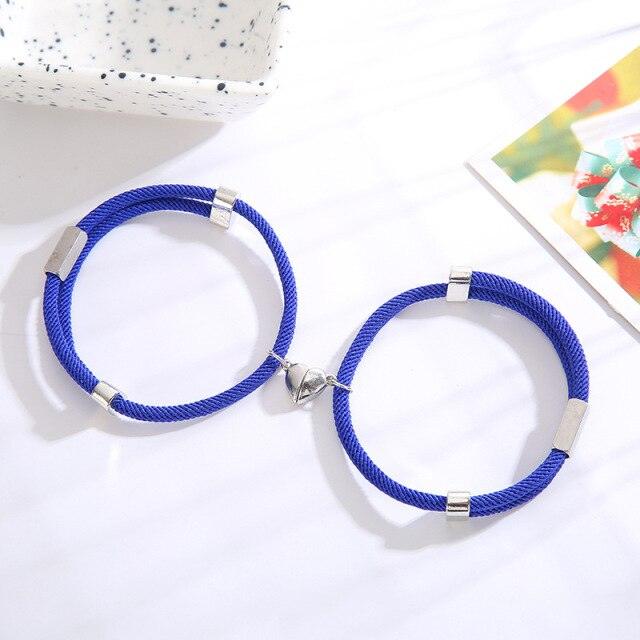 Bracelets magnétiques ajustables en forme de cœur pour couples