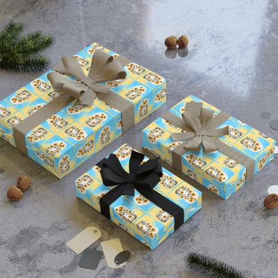 Papier Cadeau à Rouleau avec Design de Chat et Tournesol Joyeux
