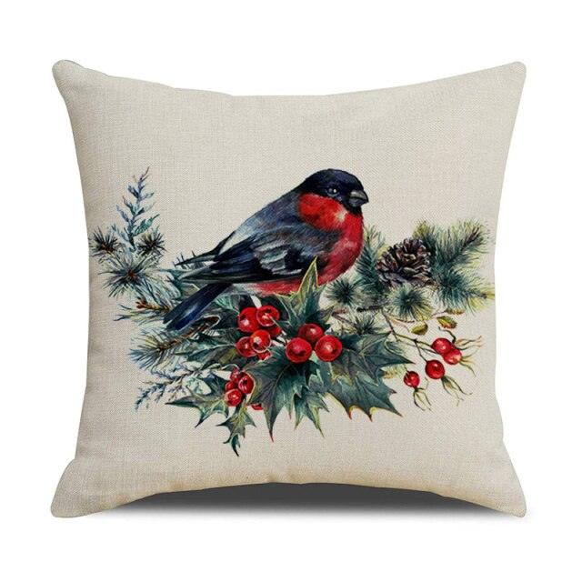Housse de coussin en coton et lin à motif rayé vert de Noël