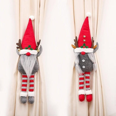 Christmas Plaid Curtain Tiebacks - Santa & Snowman Decor