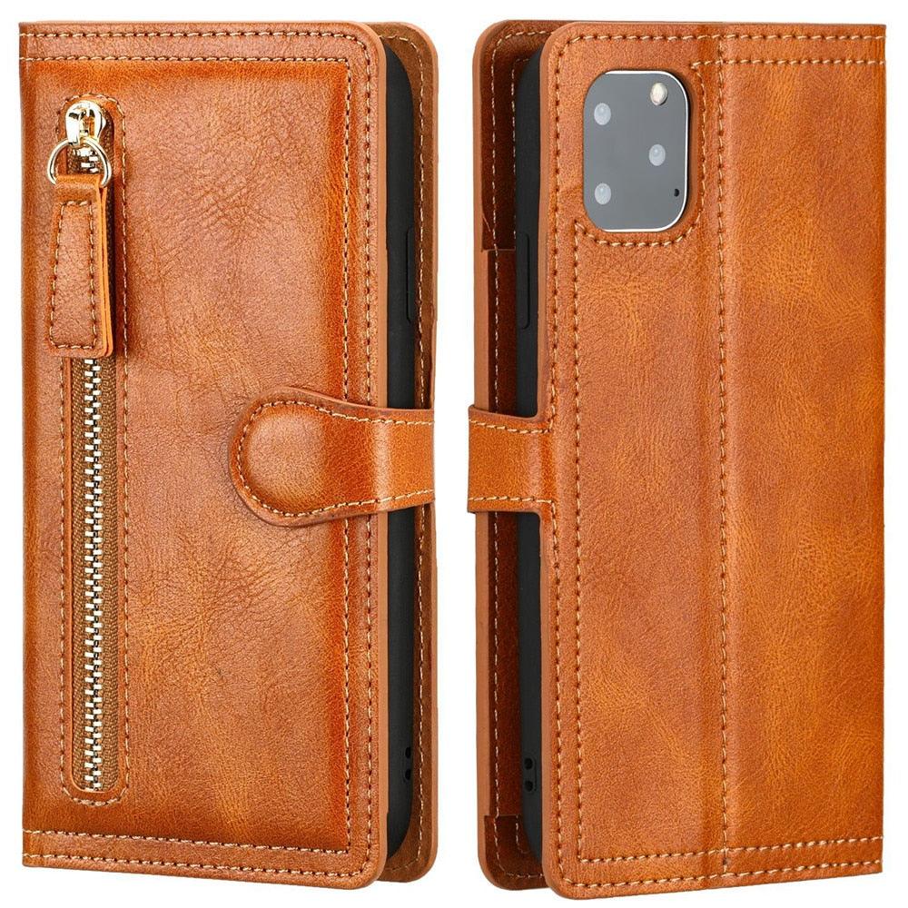 Elegant Retro PU Leather Flip Case for iPhone 14/13/12/11 Series with Card Holder - Korvel