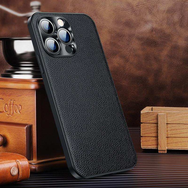 Funda de Cuero Clásica para iPhone - Verde Medianoche