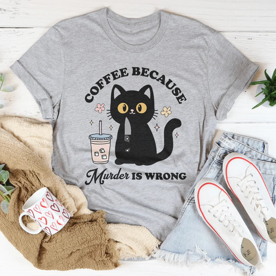 Café Porque Asesinar Está Mal Camiseta de Gato Negro