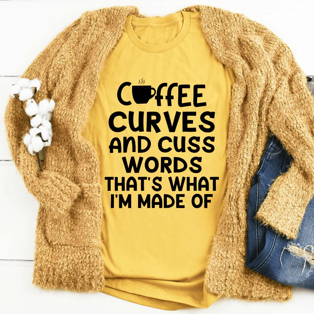 Coffee Curves & Cuss Words Tee - Korvel