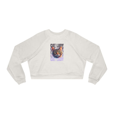 Colorful Cat Lady Cropped Fleece Pullover
