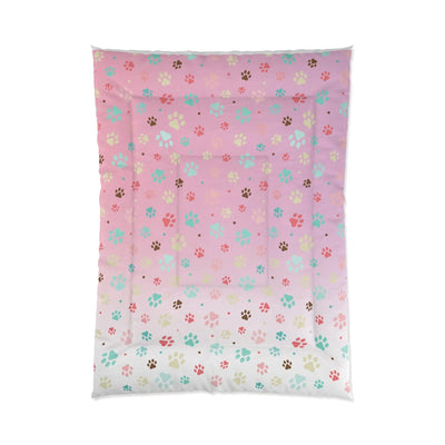 Vibrant Paw Print Comforter - Perfect Bedding for Pet Enthusiasts - Korvel