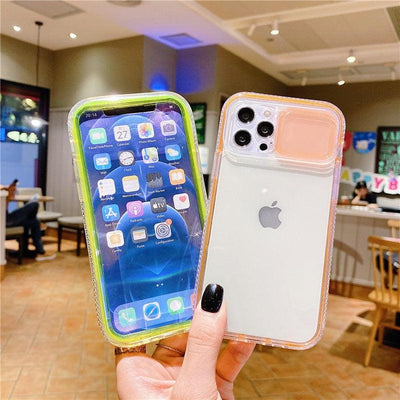 Funda de Protección para Lente de Cámara Deslizante Translúcida Colorida para iPhone