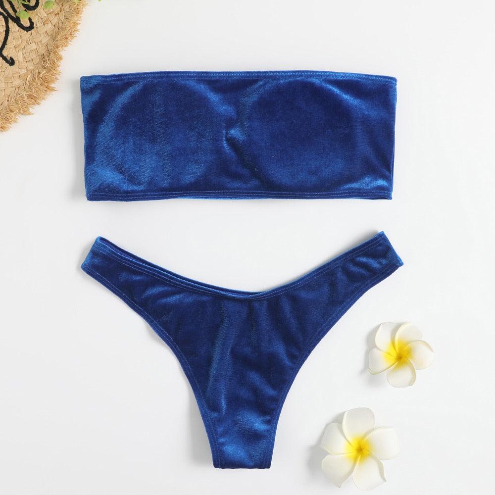Conjunto de Bikini de Terciopelo Elegante para Mujeres - Ropa de Baño de Verano