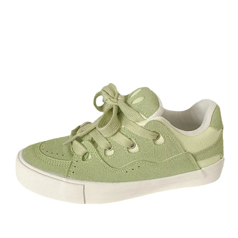 Contrast Lace Up Round Toe Flats Sneakers - Korvel