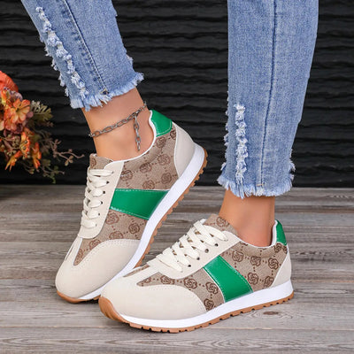Contrast Round Toe Flat Sneakers - Korvel