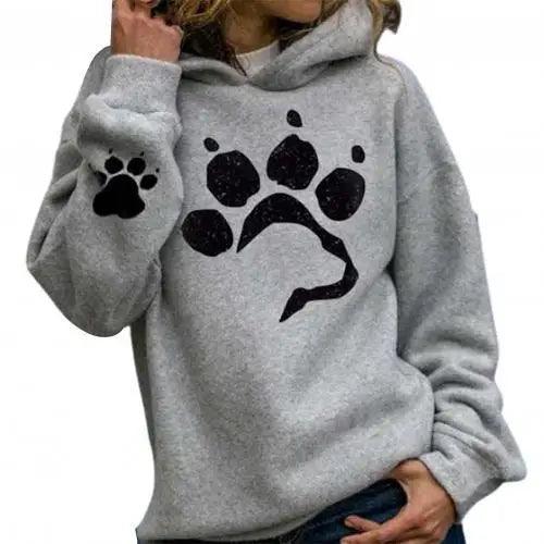 Sudadera Corta Casual para Mujeres con Huella de Perro