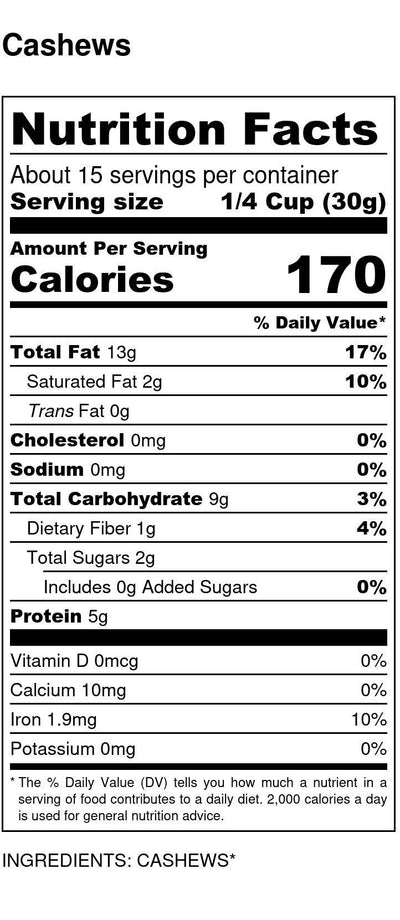 Delicious Whole Cashews - Crunchy & Nutritious Snack - Korvel