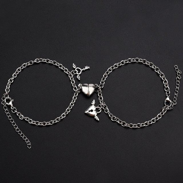 Bracelet d'Attraction Magnétique en Forme de Cœur pour Couples