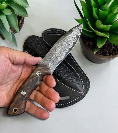 Autumn Heritage Western Knife and Sheath Set – Walnut & Damascus - Korvel
