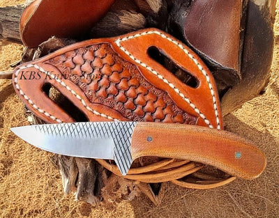 Rancher's Handmade Cowboy Knife – Full Tang Rasp Steel with Micarta Grip & Leather Sheath - Korvel