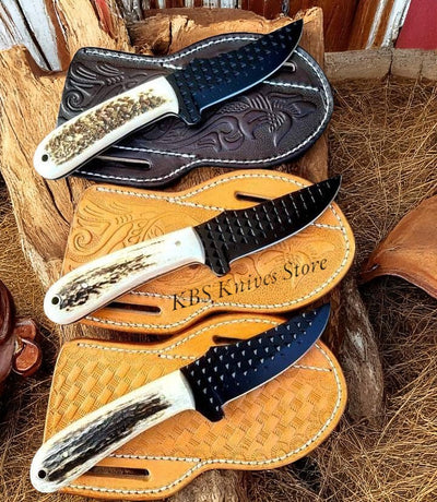 Handcrafted Cowboy Knives with Authentic Antler Handle - Korvel