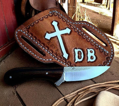 Premium 8" Custom Belt Knife with Wenge Wood Handle & Leather Sheath - Korvel